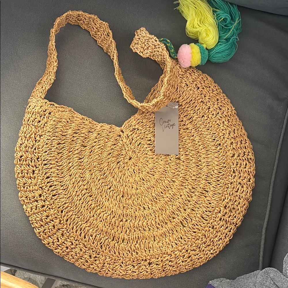 Tan Straw woven Women's Bag